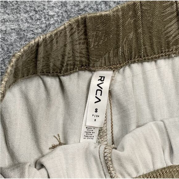 RVCA Pants Womens S Small Ivy Palm Leaf Elastic Waist Pockets Curve Open Hem - Picture 7 of 12